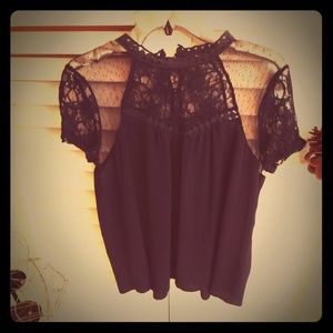 Navy Blue Lace Blouse
